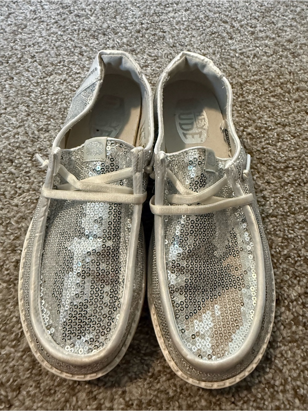 Hey Dude Kids Silver Sequin Slip-Ons